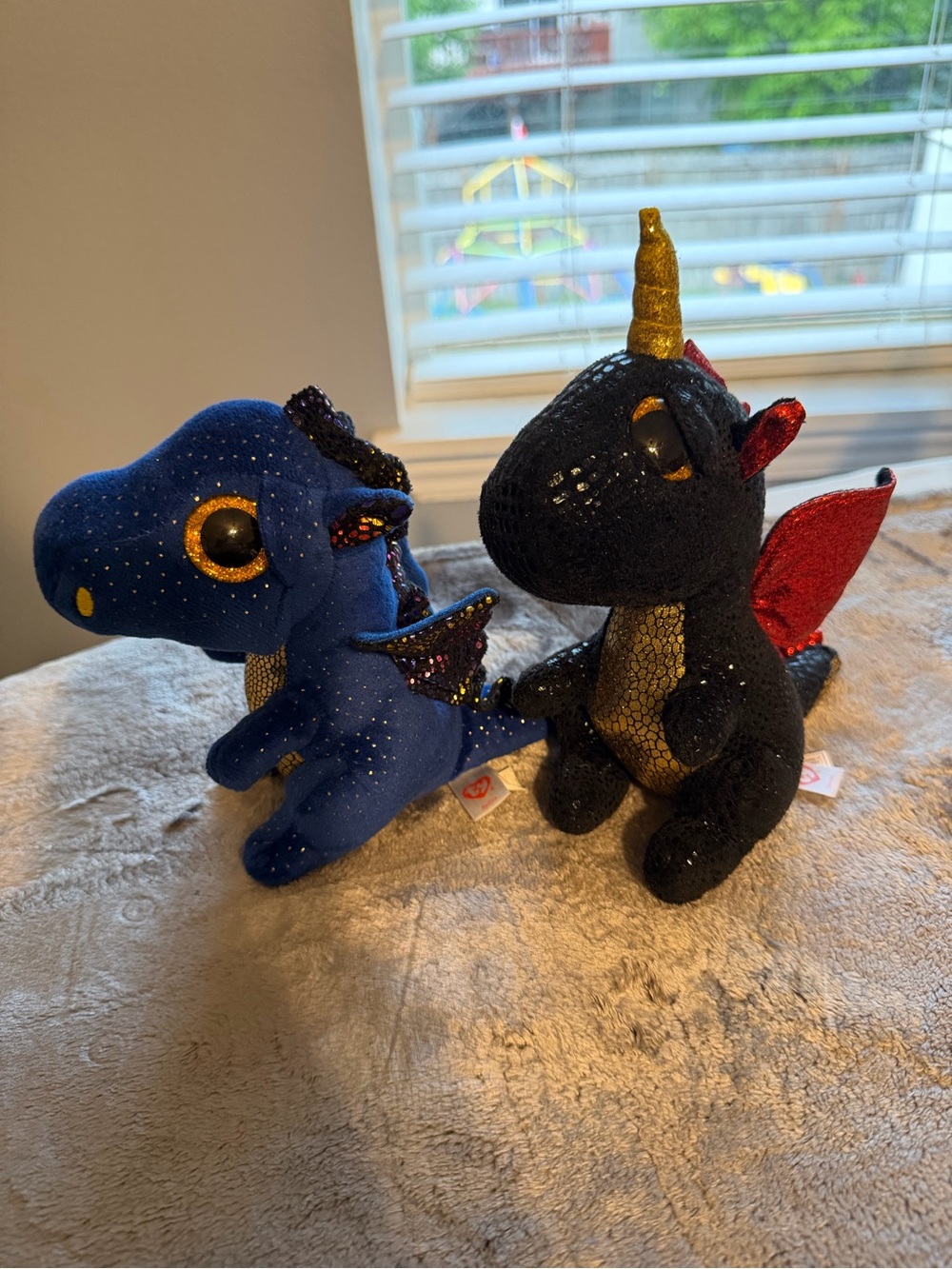 Ty Sparkle Dragon Plush Duo - Blue and Black